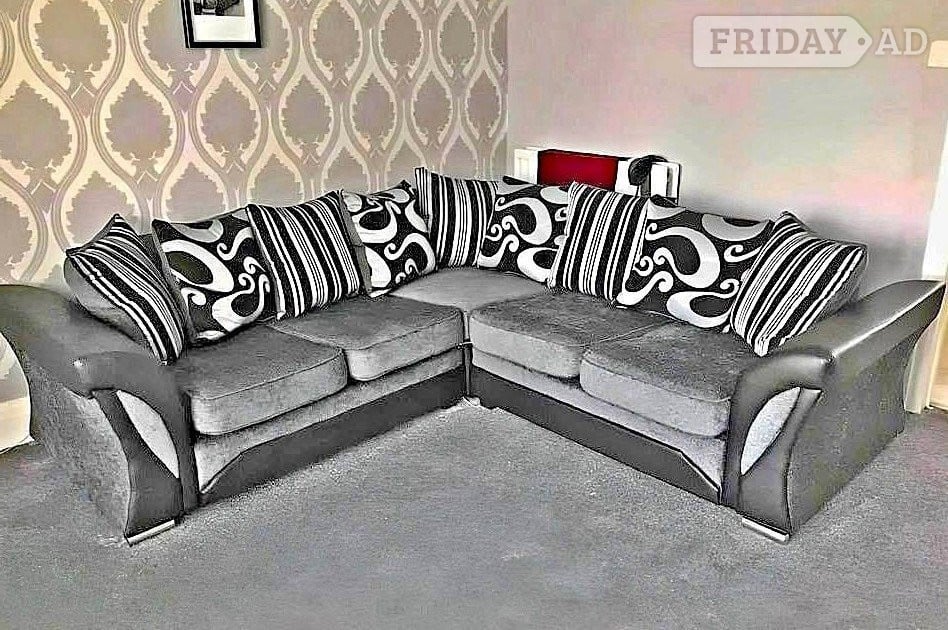 Wolverhampton 🖤 Grey & Black Shannon Corner Sofa Fast Delivery ASAP✨