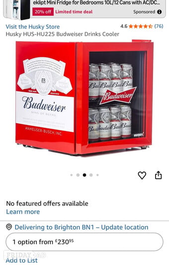 Husky fridge Budweiser 