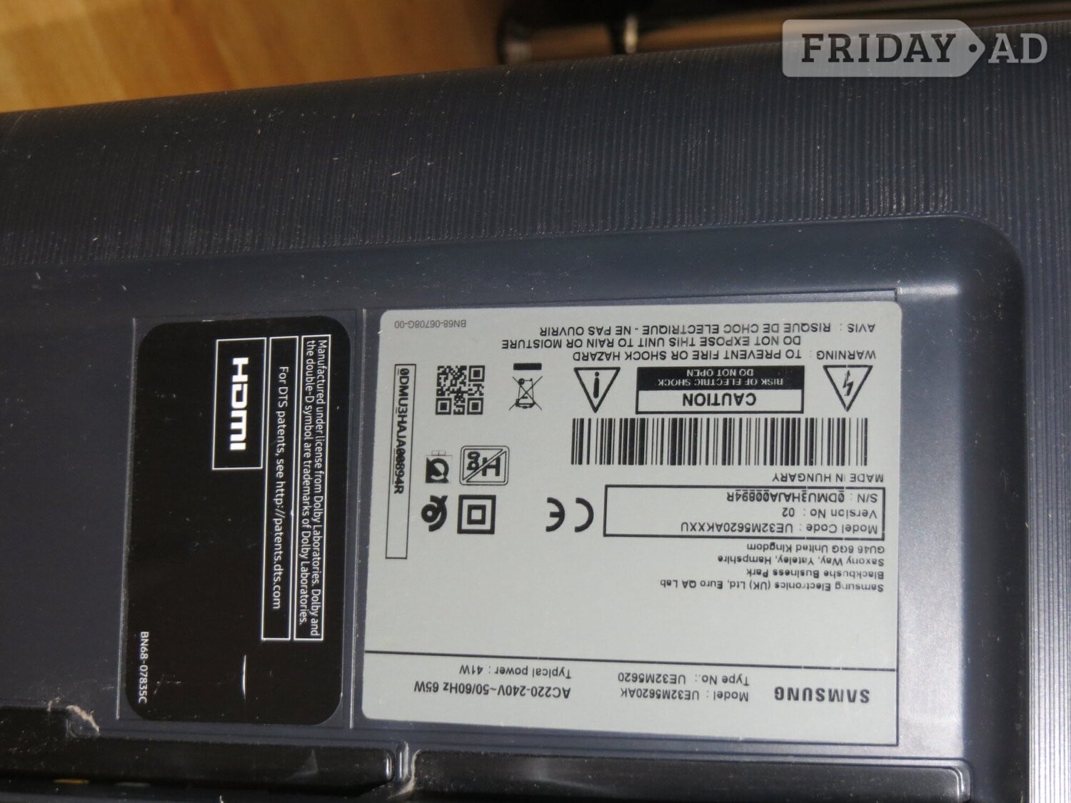 Crawley Samsung 32" FHD Smart Edge LED TV, Model UE32M5620AK
