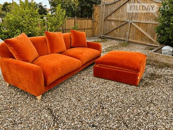 Loaf Burnt Orange Medium 3 Seater Dual Arm Sofa 