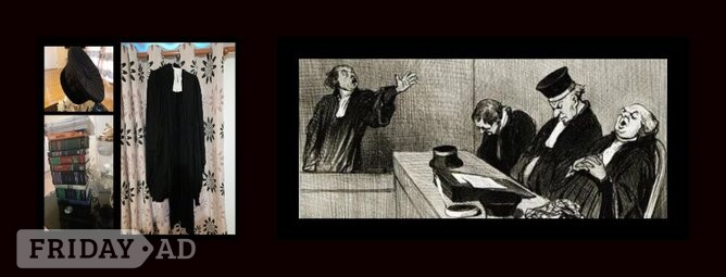 A Very Rare Costume Gift For Highly Distinguished Members Of The Legal (or Judicial) Profession | Vintage | Antique | Collectable | Solicitor | Advocate | Judge | Barrister | Lawyer | Magistrate | EU Law Court | Wig Hat | Books | Robe | Bib | Journals | Law Counsel | King's | Queen's  | KC |  QC.