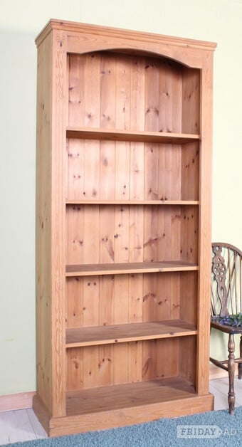 UK Delivery - Tall Country Pine Bookcase 4 Strong Shelves Waxed