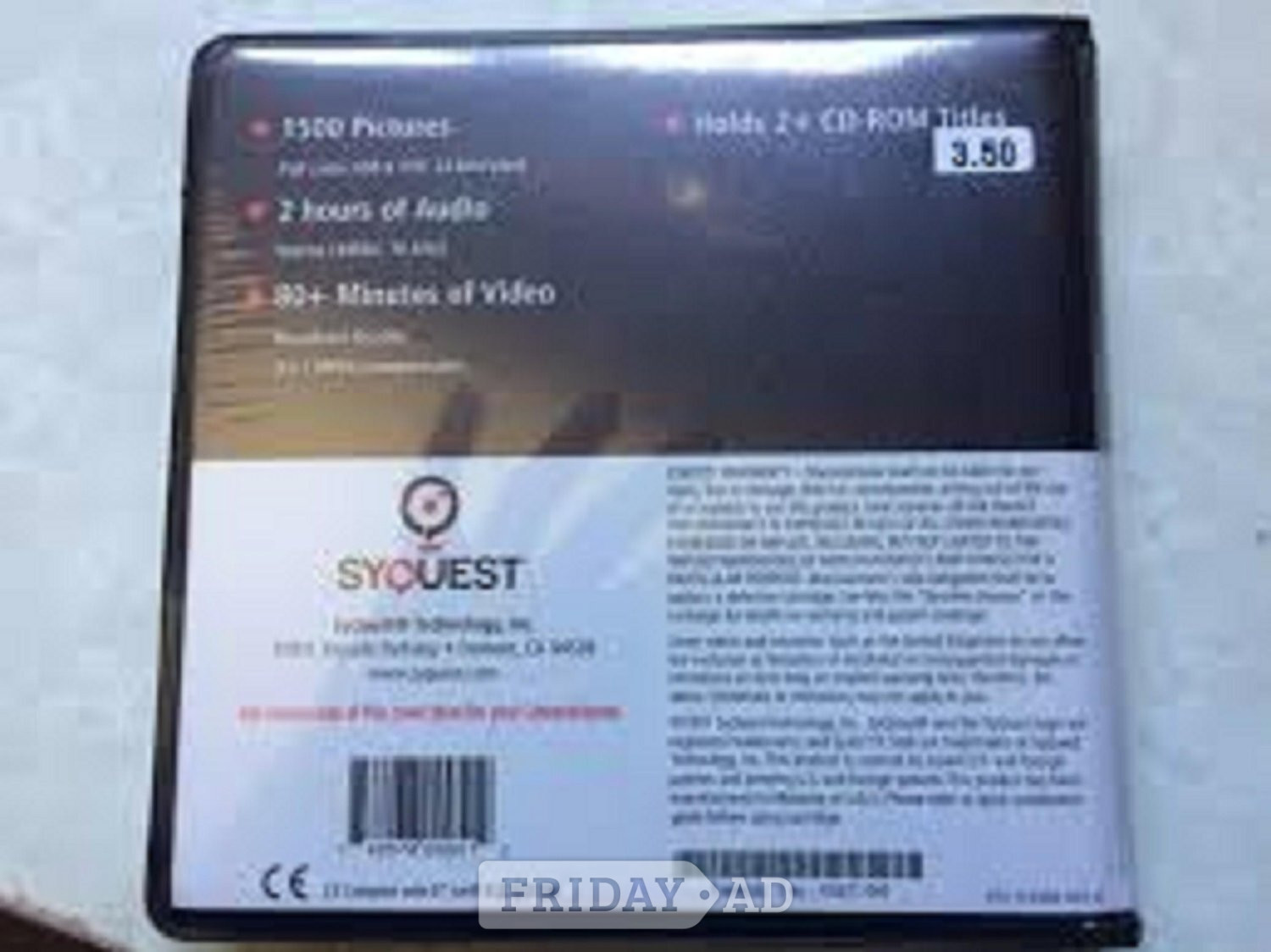 SYQUEST SYJET 1.5Gb PC Formatted Disk for SYJET DRIVE only - USED