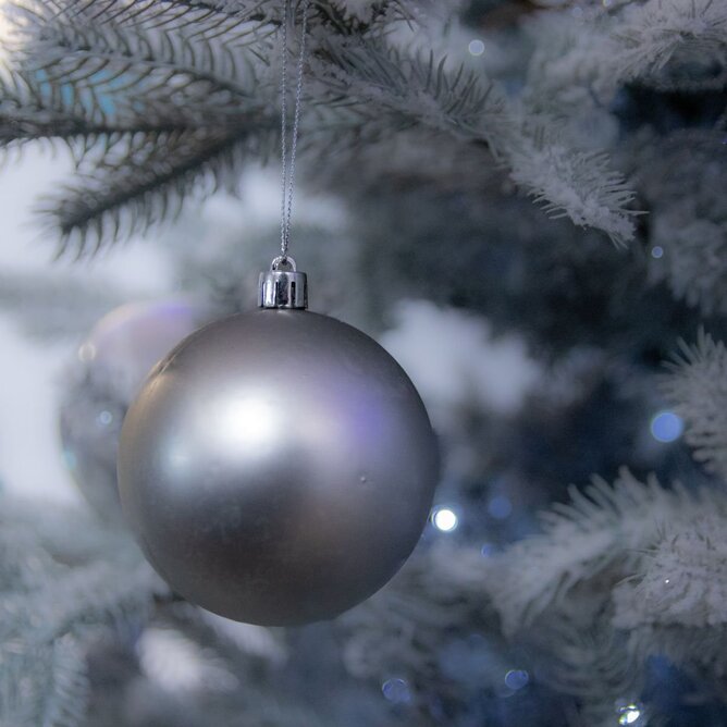 Festive Silver Shatterproof Christmas Tree Baubles - Pack of 24 - Home Decor in Pevensey