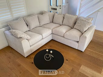 Majestic/Ivory Cream/Beige Corner Modern Comfy Elegant Couch 