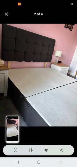 Double divan bed base with headboard. In excellent condition. 