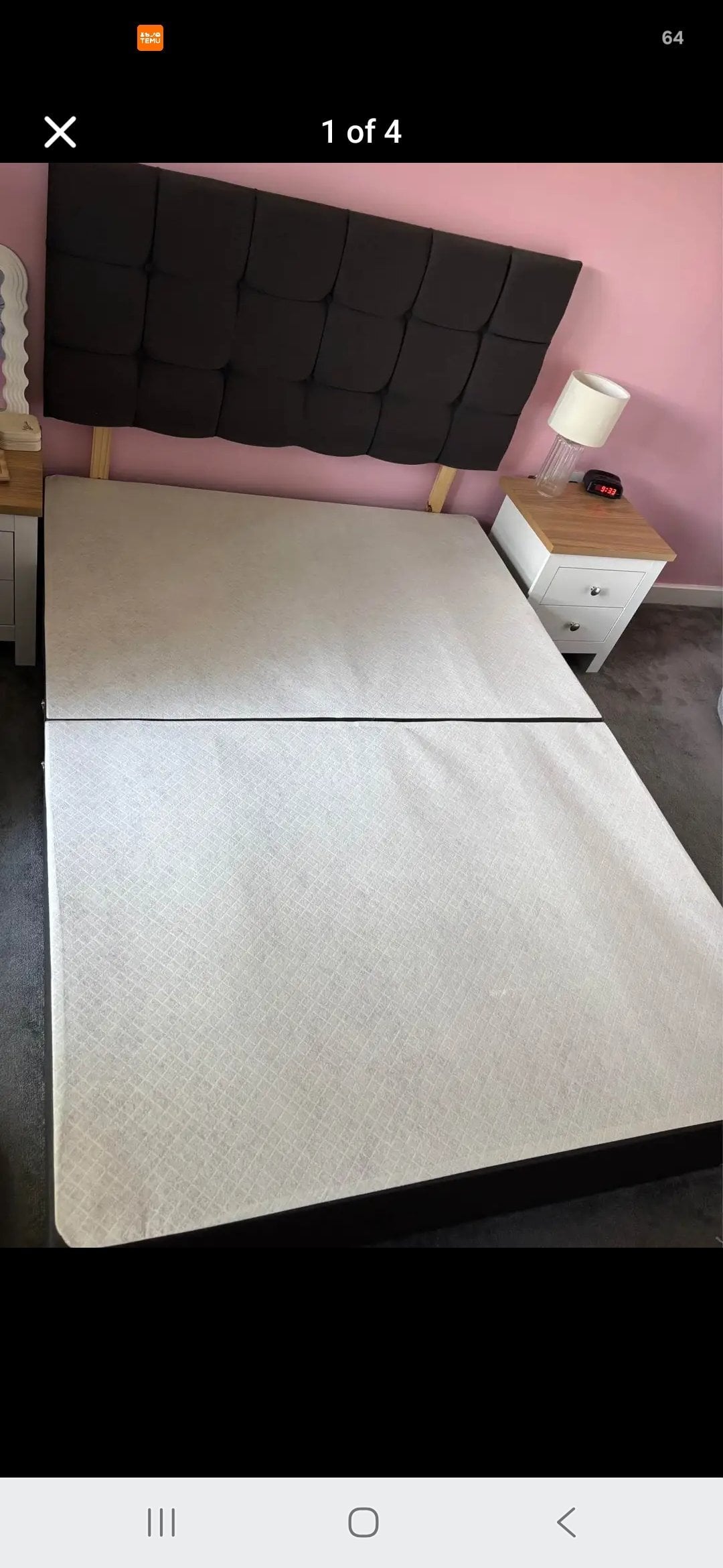 Double divan bed base with headboard. In excellent condition. 