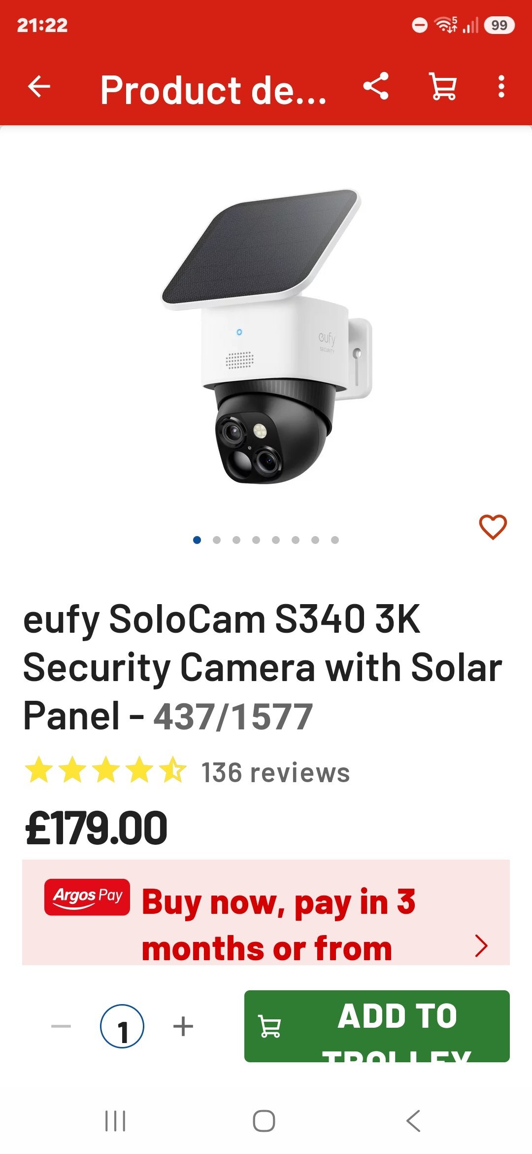 Westcliff-On-Sea EUFY SOLOCAM S340 BRAND NEW IN SEALED BOX  COST £179 IN ARGOS  