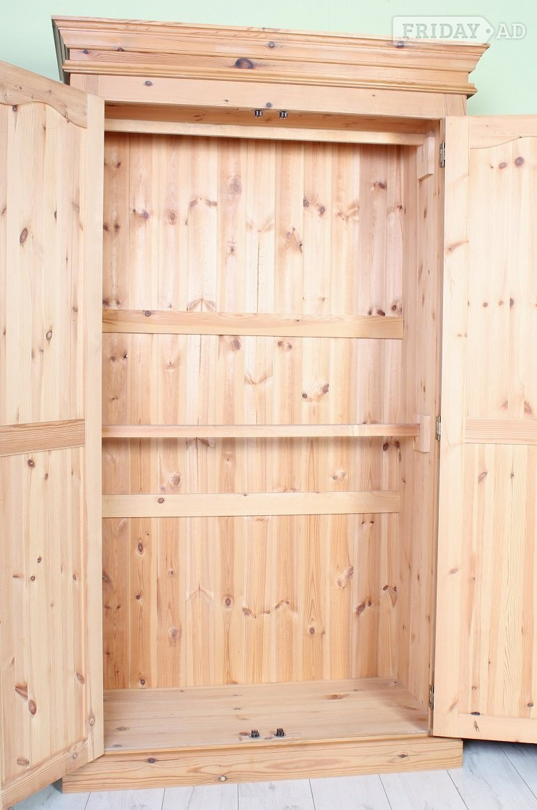 UK Delivery - Waxed Pine Farmhouse Wardrobe 2 Hanging Rails