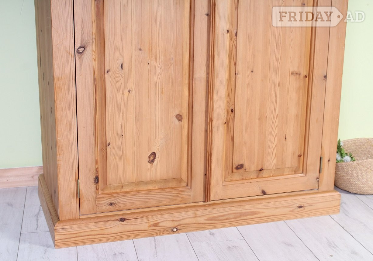 Hailsham UK Delivery - Waxed Pine Farmhouse Wardrobe 2 Hanging Rails