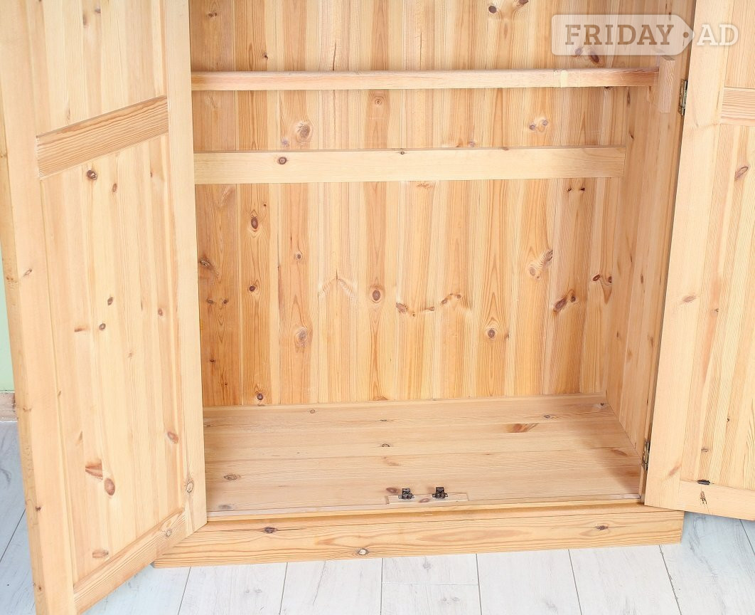 UK Delivery - Waxed Pine Farmhouse Wardrobe 2 Hanging Rails - Furniture in Hailsham