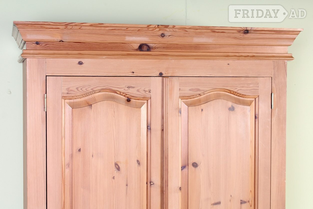 UK Delivery - Waxed Pine Farmhouse Wardrobe 2 Hanging Rails - Furniture