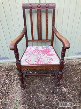 Pair Carver Dining Chairs - Solid Wood - Ideal for rennovation