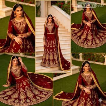 Royal Crimson Bridal Anarkali with Gold Zardozi Embroidery