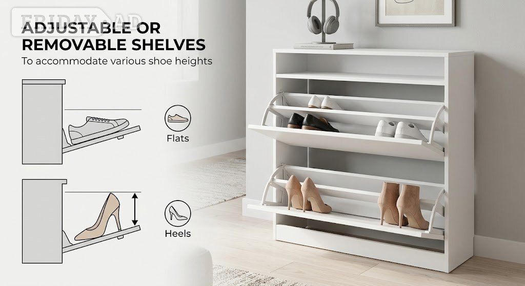 Shoe Cabinet Wall Mounted/ Freestanding High Gloss |2 Flip Drawer