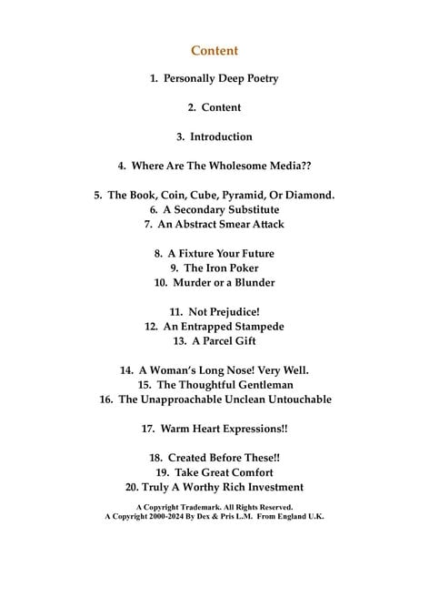 Purchase To Download 'Personally Deep Poetry.'  Book!! For £3.00