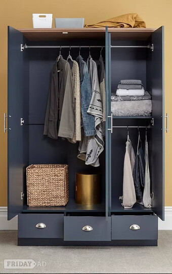KENDAL 3 DOOR 3 DRAWER WARDROBE - BLUE -