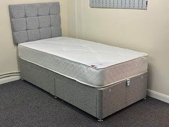 SINGLE DIVAN BASE 2 DRWS APOLLO SEMI ORTHO MAT & 24 IN HEADBOARD 