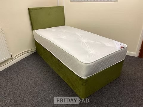 Rotherham SINGLE DIVAN BASE 9 INCH APOLLO SEMI ORTHO MAT & HEADBOARD 