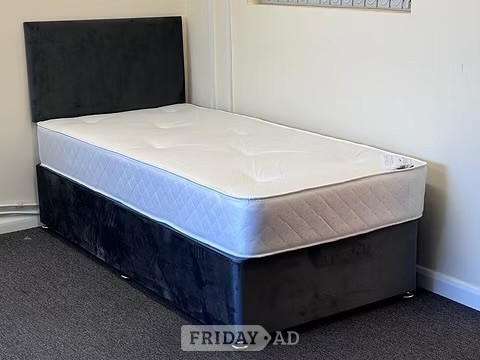 SINGLE DIVAN BASE 9 INCH APOLLO SEMI ORTHO MAT & HEADBOARD  - Furniture in Rotherham