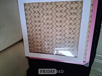 5.5 X 25.5 INCH NEW PINK BORDERED PICTURE FRAME, WITH WHITE BORDE
