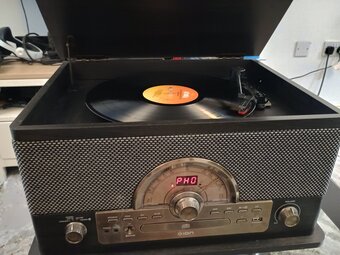 ION Black Turntable Record Player with Bluetooth, CD Player, USB 