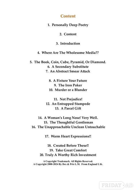 Purchase To Download 'Personally Deep Poetry.'  Book!! For £3.00