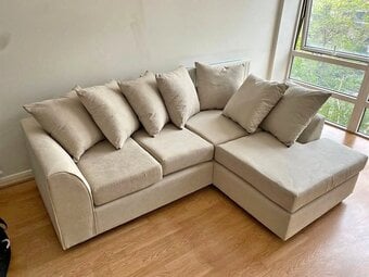 Beige 4x Seater Corner Sofa Set ~L Shape Sofa