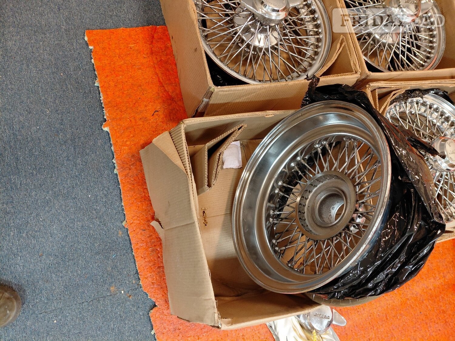 Jaguar 4 original factory Chrome  wire wheels + spinners  - Parts & Accessories in Cheltenham