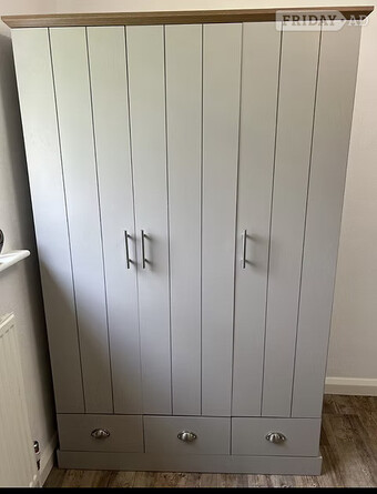 KENDAL 3 DOOR 3 DRAWER WARDROBE - GREY -