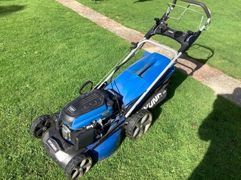 Electric start, petrol self propelled mower