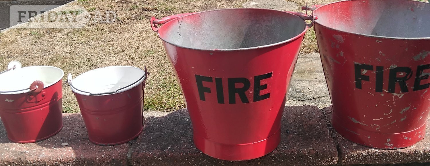 FIRE BUCKETS 1 PAIR VINTAGE with 2 SMALL BUCKETS  - Garden in Fareham
