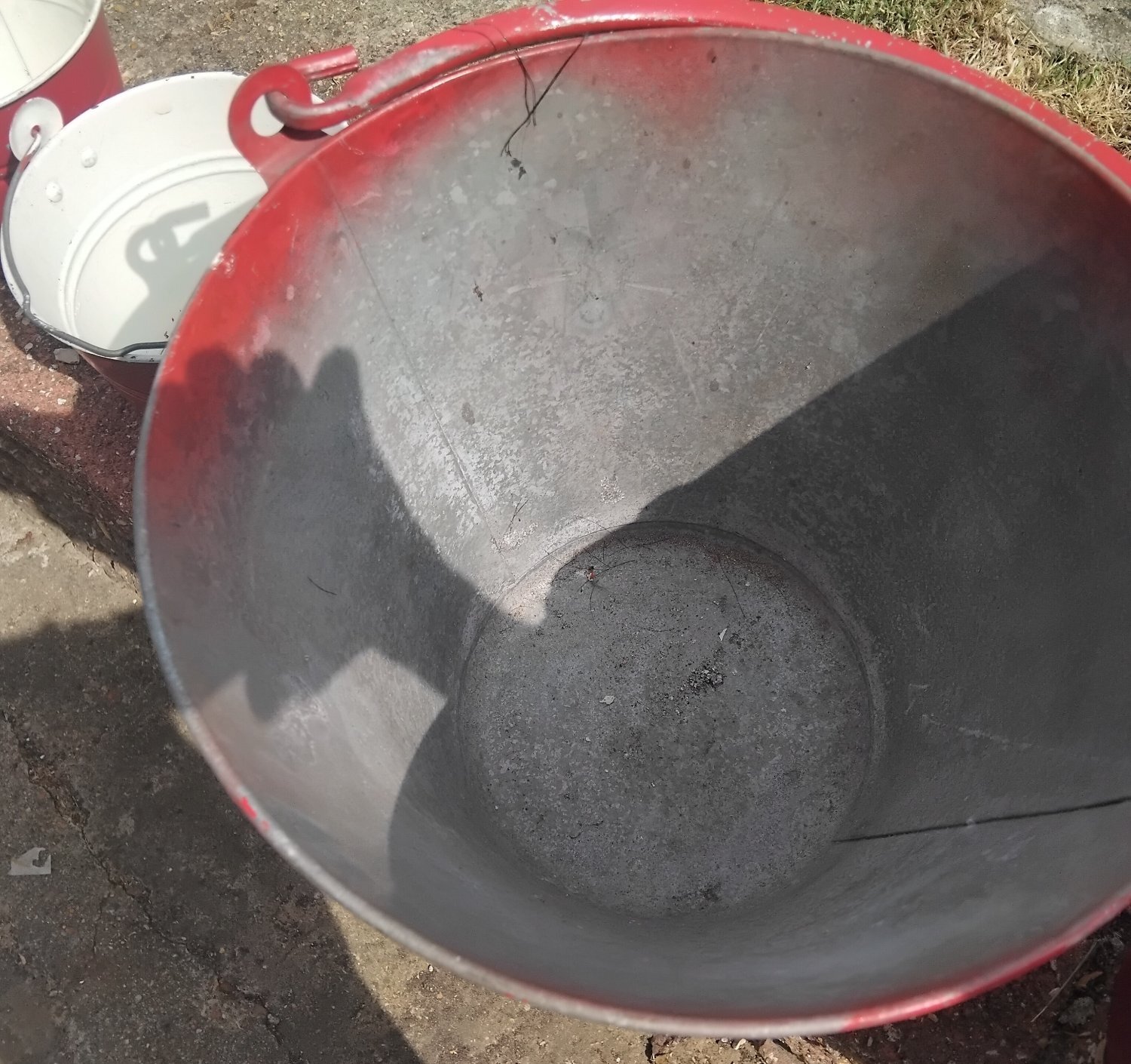 FIRE BUCKETS 1 PAIR VINTAGE with 2 SMALL BUCKETS  - Garden
