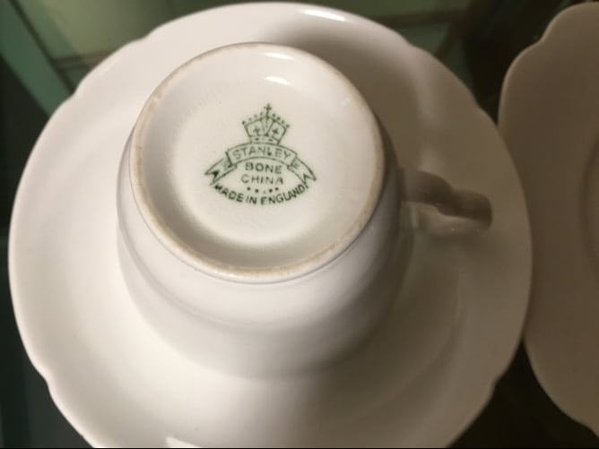Vintage Stanley white bone china tea set with cake plate