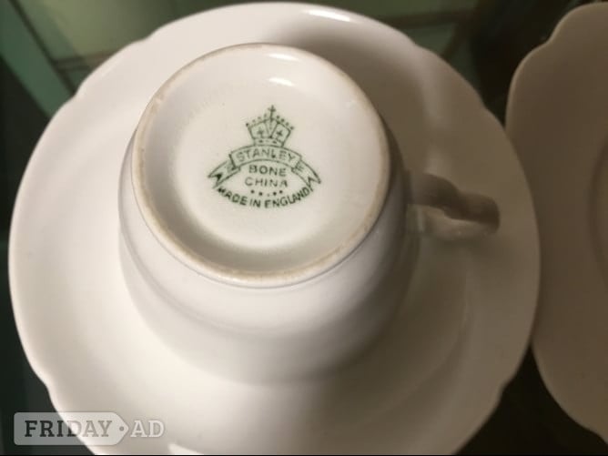 Vintage Stanley white bone china tea set with cake plate