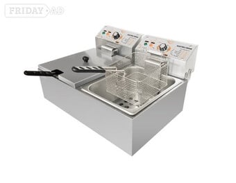   Share Commercial Catering Double Deep Fryer Stainless Steel 10L