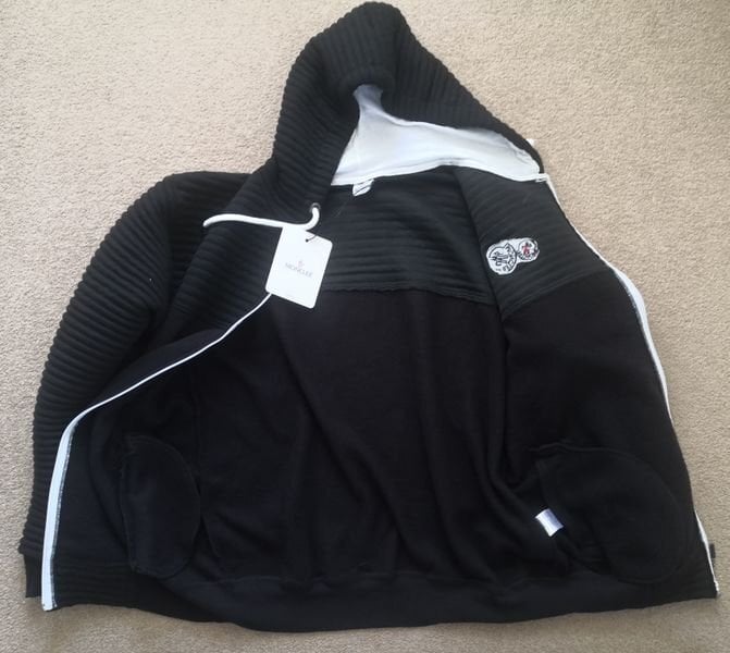 London MONCLER Embroidered Zip Up Hooded Cotton Sweatshirt. Brand new!