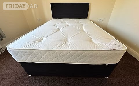 Rotherham 4 foot apollo mattress with 2 drawer divan base and headboard 