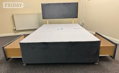 4 foot apollo mattress with 2 drawer divan base and headboard  - Furniture in Rotherham