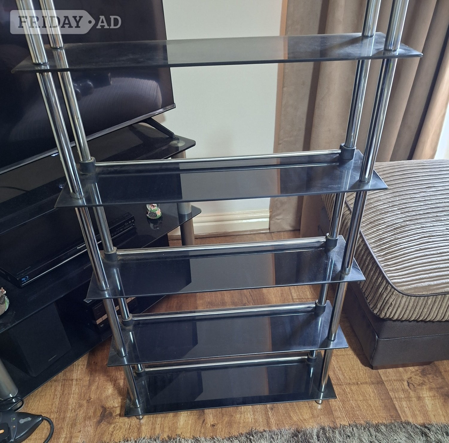 Black/Chrome Living Room Furniture Bundle - Furniture
