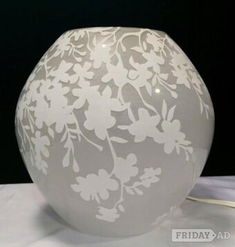 2 x IKEA Knubbig Floral Glass Table Lamp Small Size Exc. Cond.