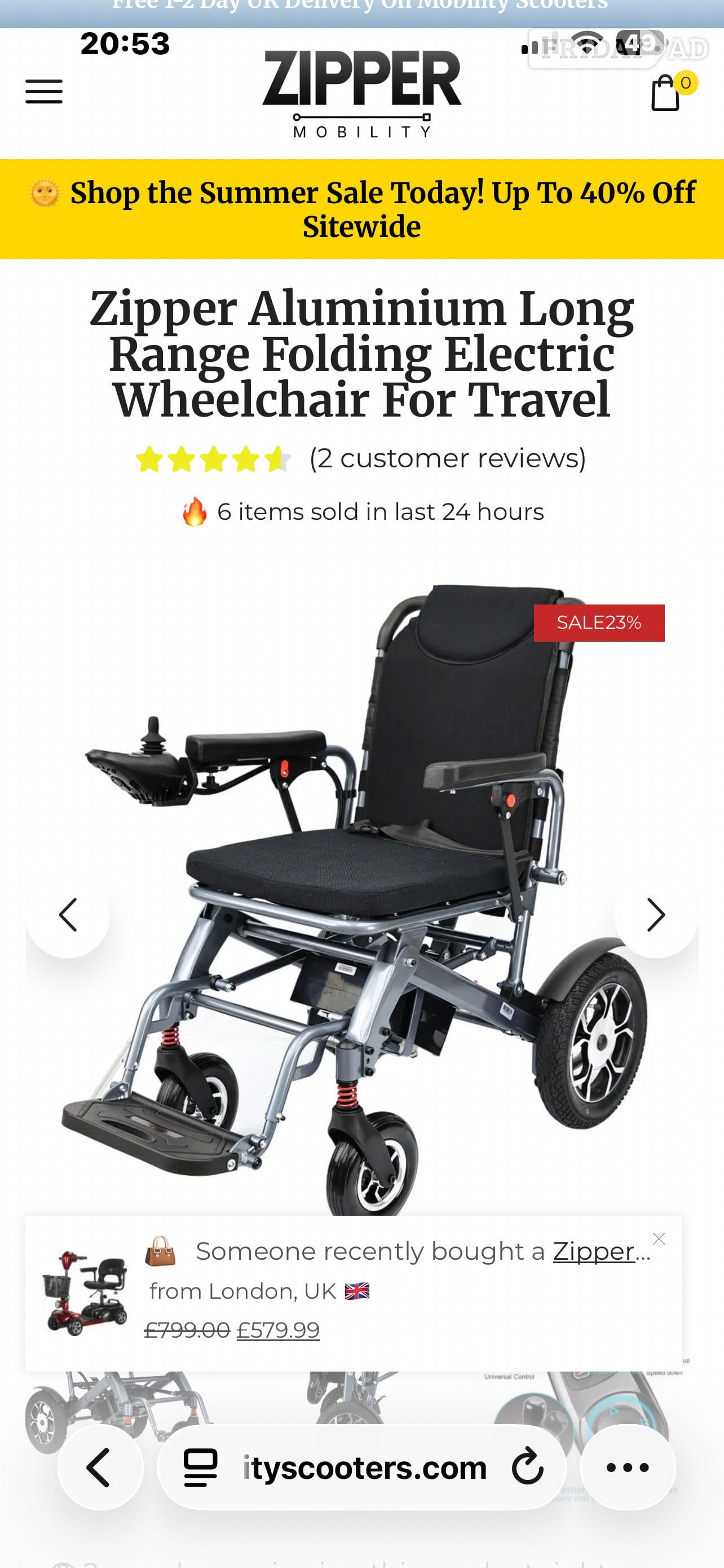Electric wheelchair, brand-new never used cost £699 pounds