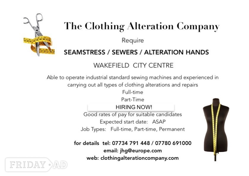 The Clothing Alteration Company Require SEAMSTRESS / SEWERS / ALTERATION HANDS  in Rotherham