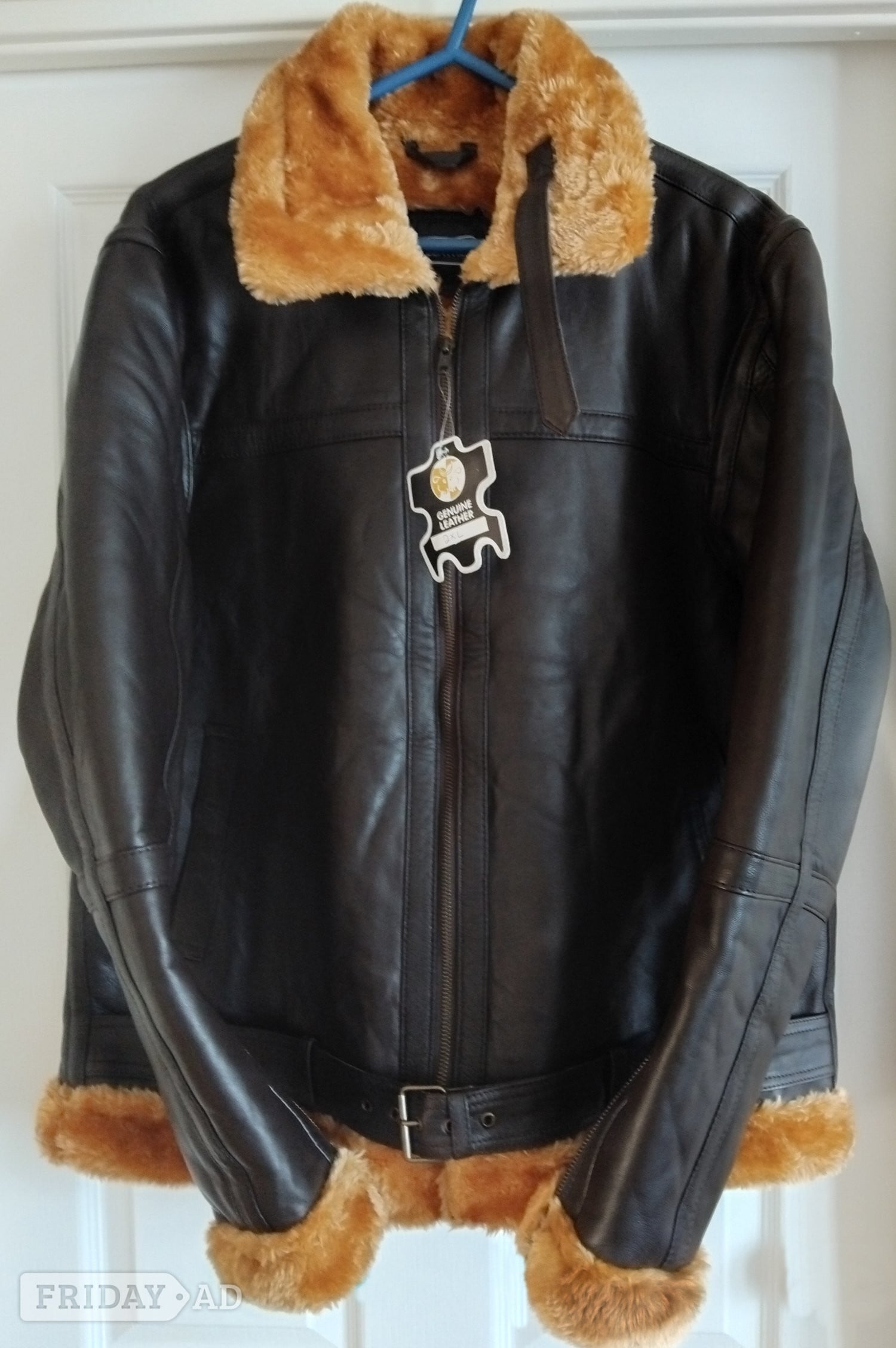 Brown Leather Bomber Jacket and New Faux Leather Motor Biker Jack in Preston