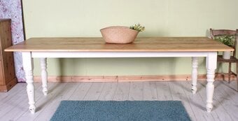 UK Delivery - Huge Painted Farmhouse Pine Table - Legs Detach