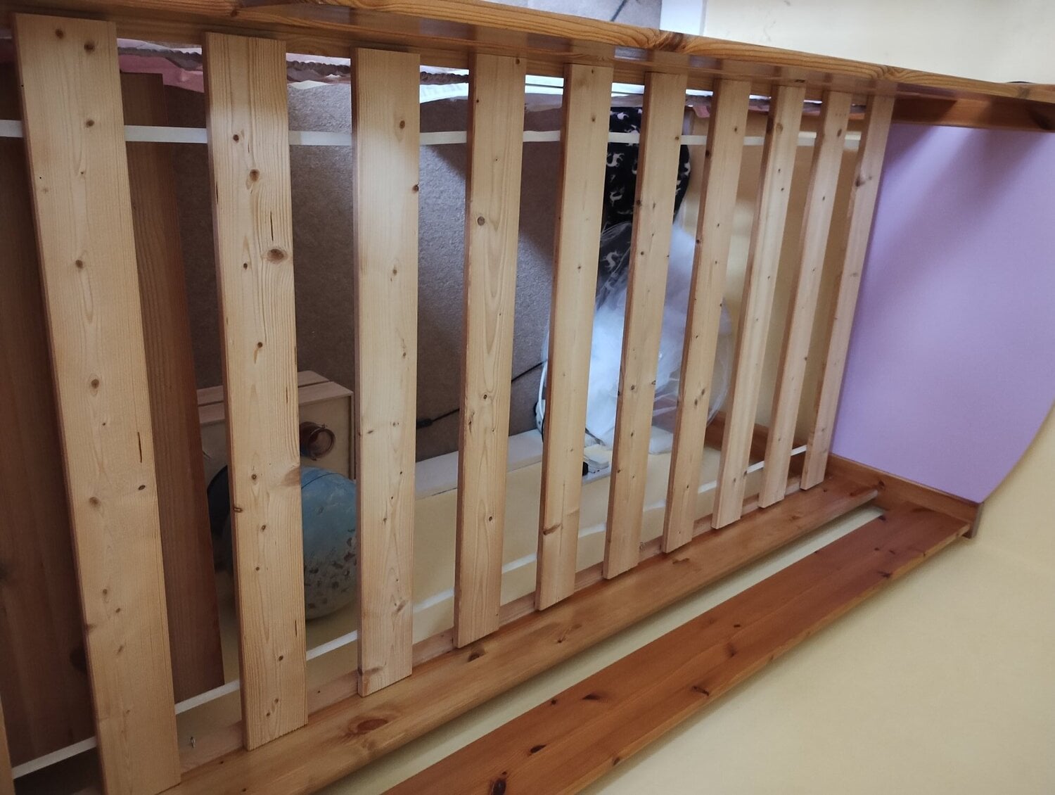 Stompa Mid Sleeper bed with Storage Cube cupboards - Pine/Pink - Furniture
