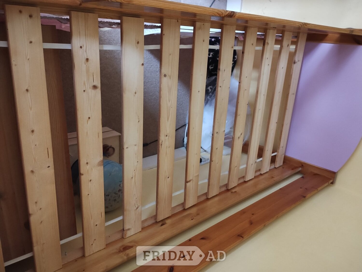 Stompa Mid Sleeper bed with Storage Cube cupboards - Pine/Pink - Furniture