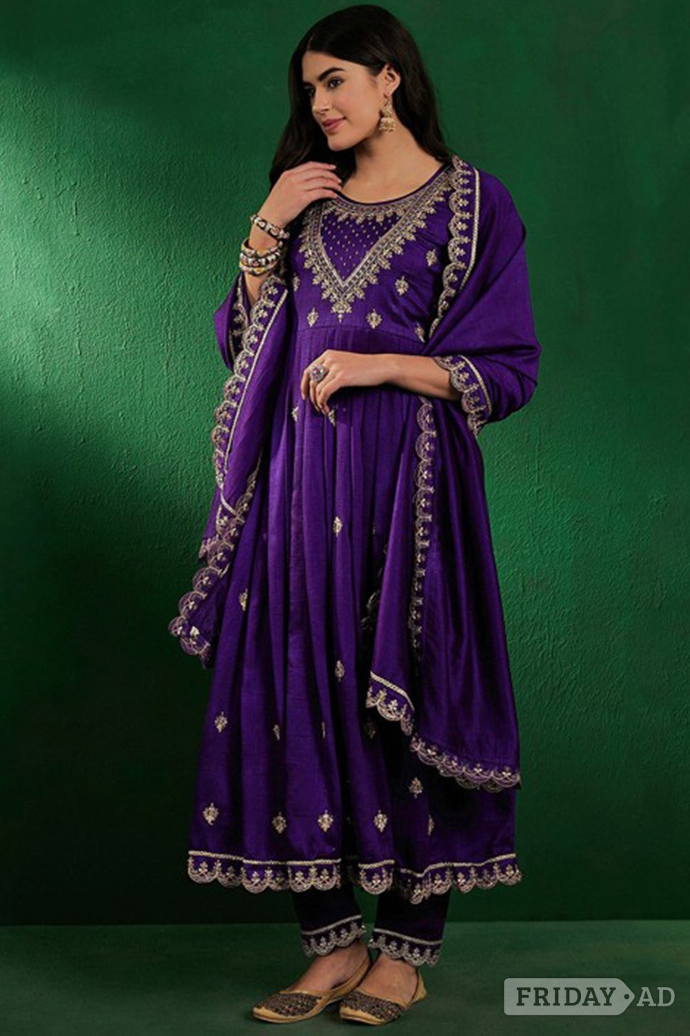 Silk Salwar Kameez with Embroidered