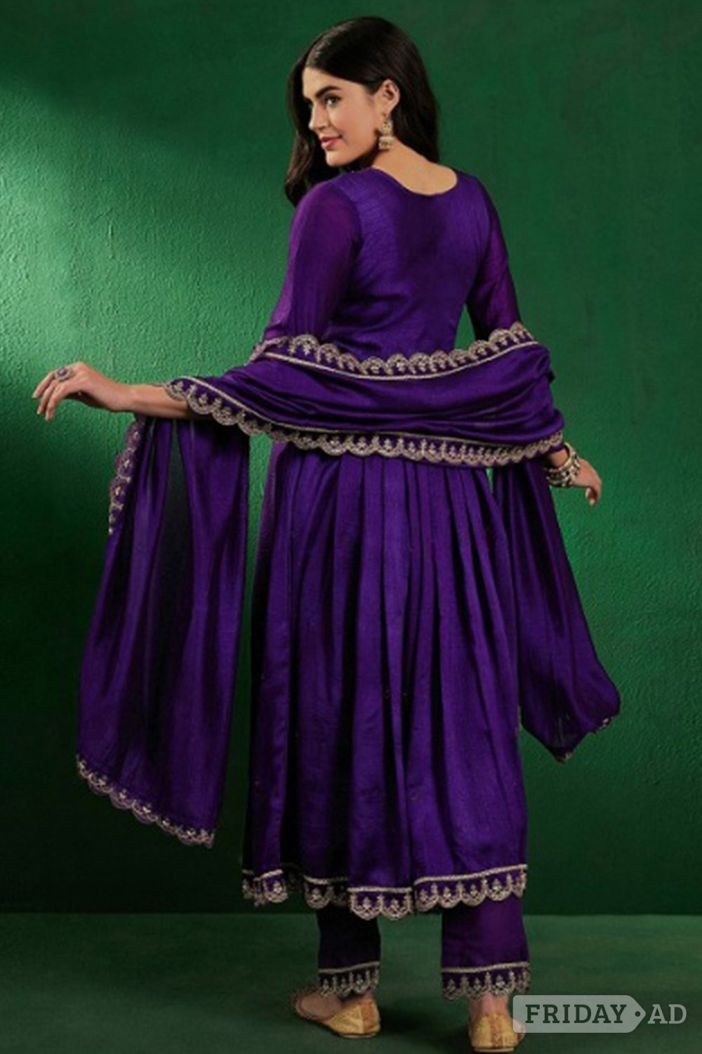 London Silk Salwar Kameez with Embroidered