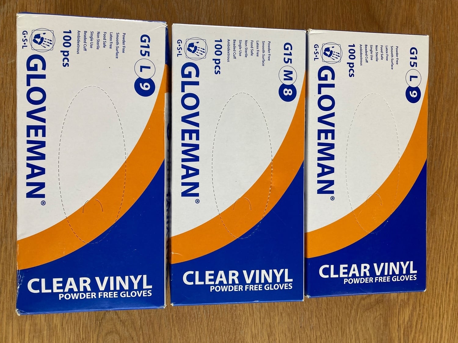 Gloveman clear vinyl gloves 3 boxes of 100 in Brighton